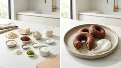 揚げないのにしっとり。おから×豆腐×オートミール粉で作るカカオ焼きドーナツ