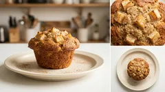 オートミール粉で軽やかに。りんご香るアップルシナモンマフィン（豆乳＆チアでしっとり）