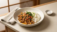 高野豆腐でひき肉風に。バジル香るヴィーガンガパオライス（ナンプラーなし）レシピ