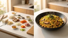 豆腐そぼろでパラッと満足：ヴィーガン味覇の中華炒飯