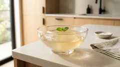 材料2つ・鍋で混ぜて冷やすだけ：りんごジュースのサイリウムゼリー