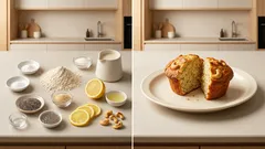 オートミール粉で混ぜて焼くだけ：ノンオイルのレモンカシューナッツマフィン