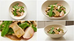 あと一品にちょうどいい：ラディッシュと絹さやの白味噌ごま和え（蒸して和えるだけ）